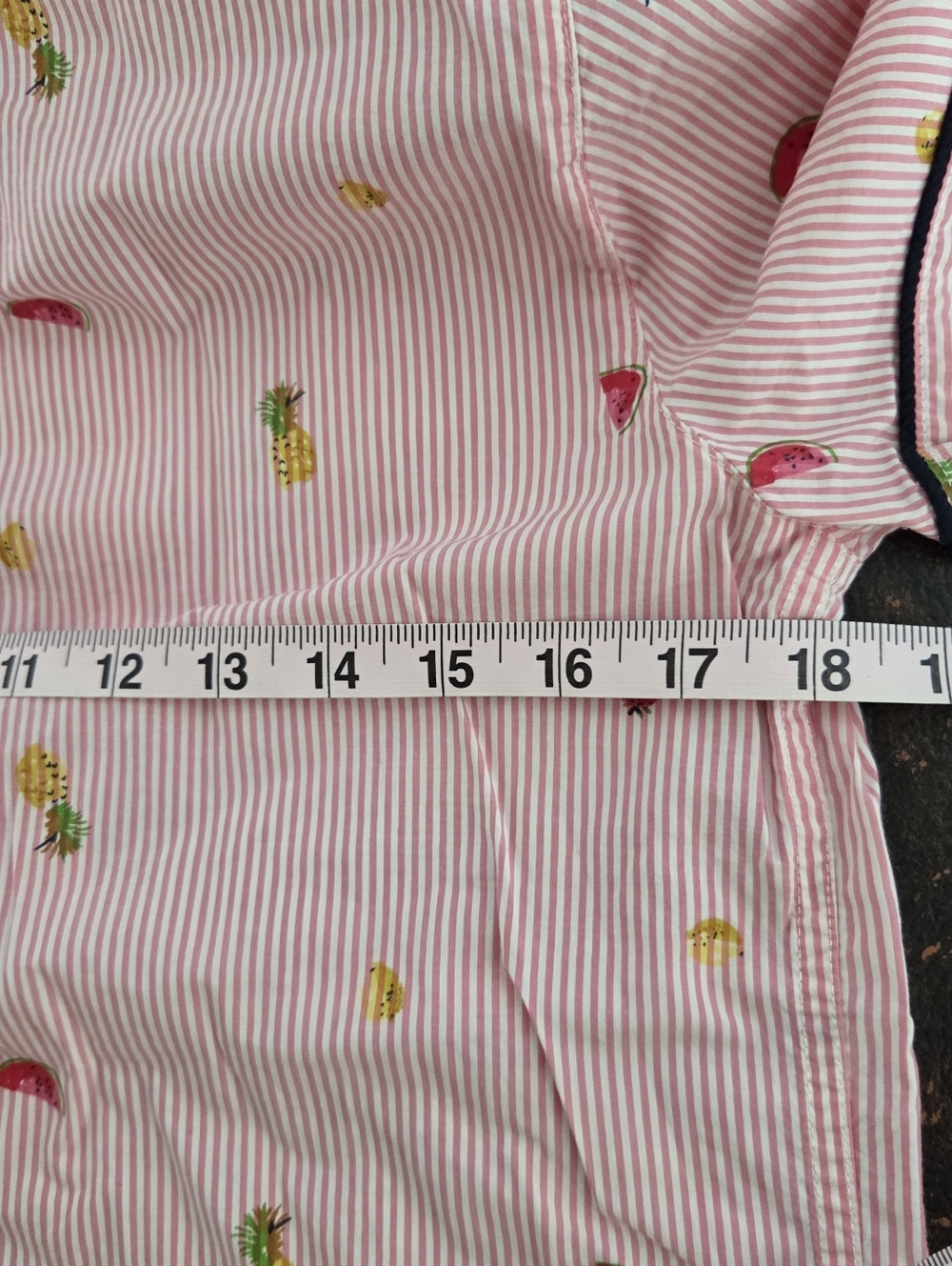 J. Crew Pink and White Striped Pajama Shirt Size Small Tropical Fruit Print - Picture 8 of 9